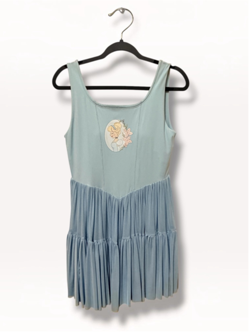 Made By Molly Cinderella Baby Blue Mesh Athletic Dress Built In Shorts Womens L